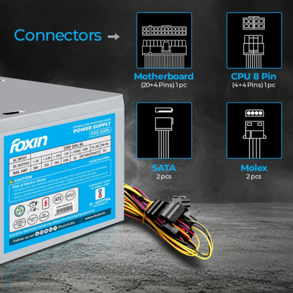 Foxin Desktop Power Supply 500w view 3